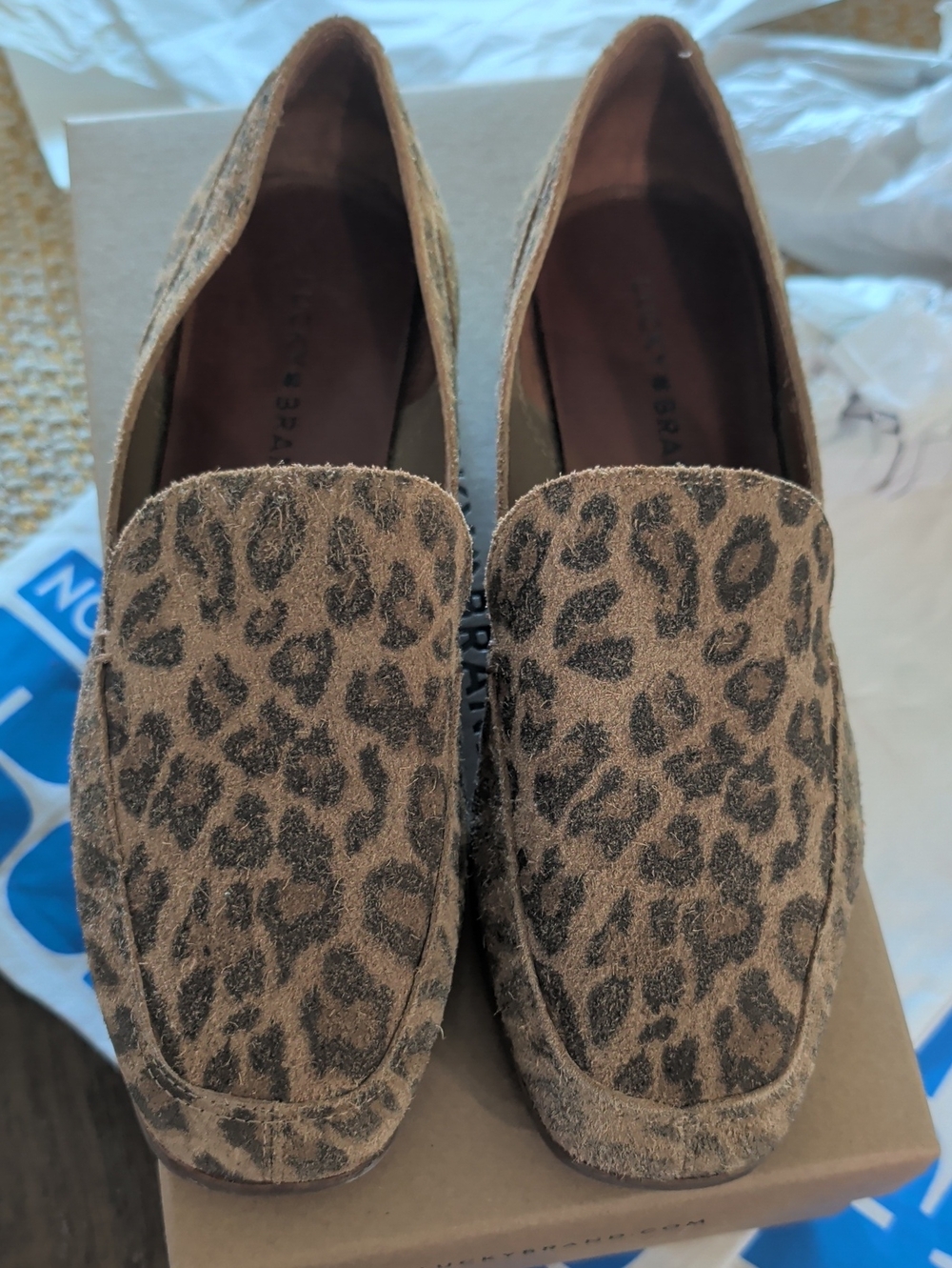 Lucky Brand Leopard Print Suede Loafers - Brown